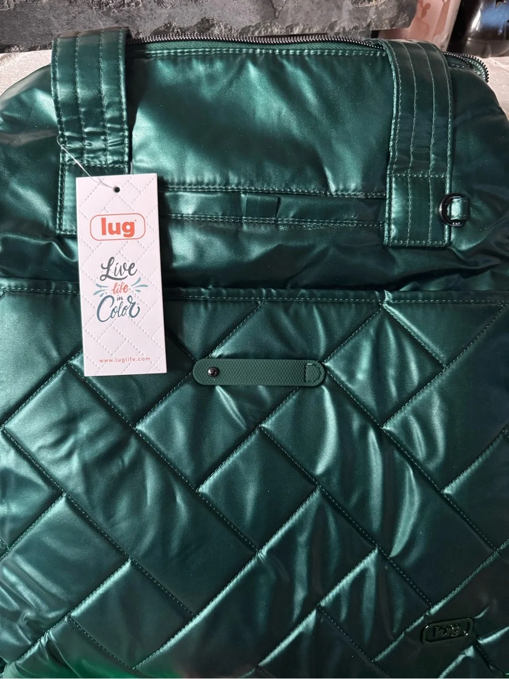 lug Quilted Metallic Emerald Green Backpack